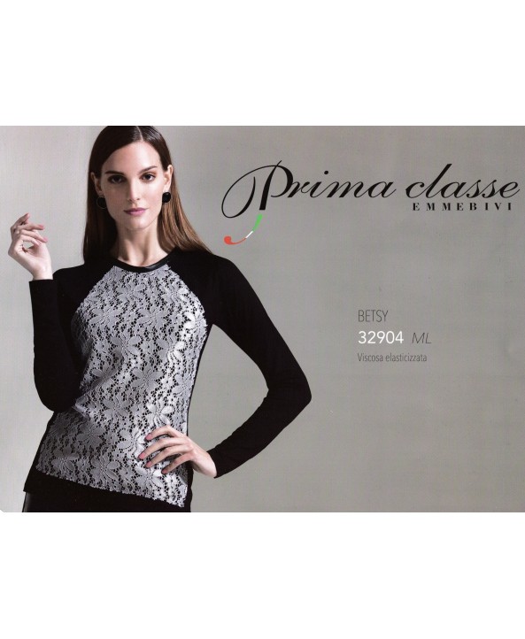 PRIMA CLASSE дамска блуза в черено с бежова дантела